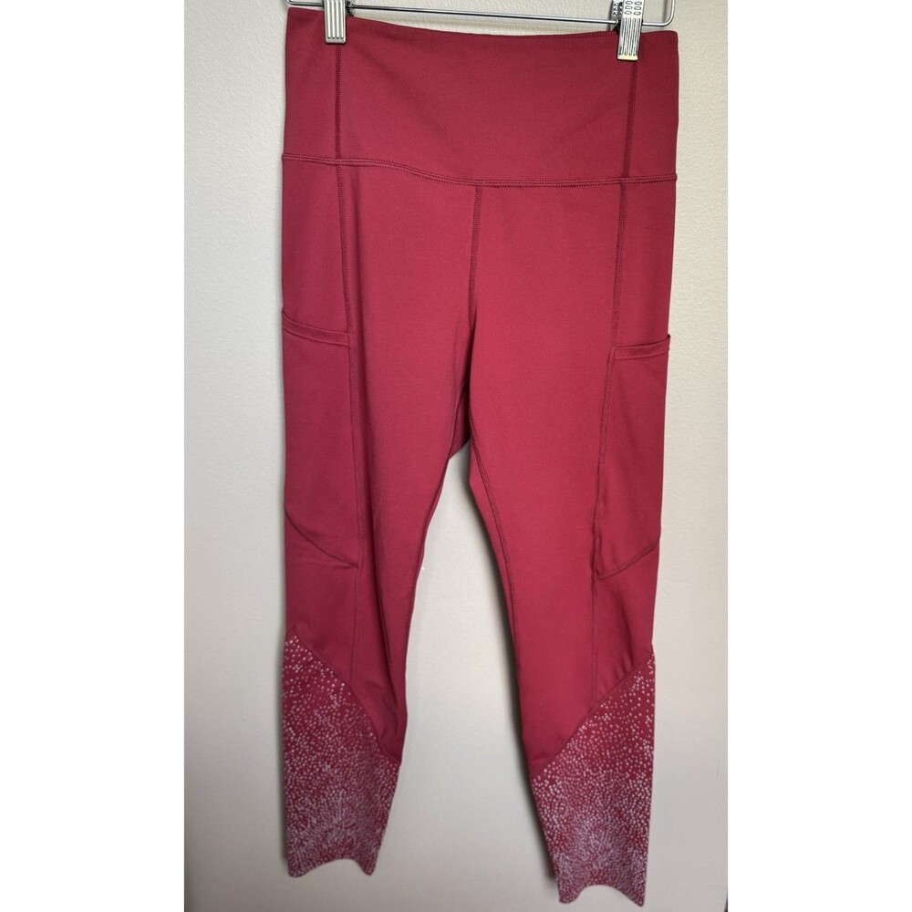 Zyia Active Merlot Light n Luxe 7/8 Leggings Womens Red Pocket Reflective Sz 6-8